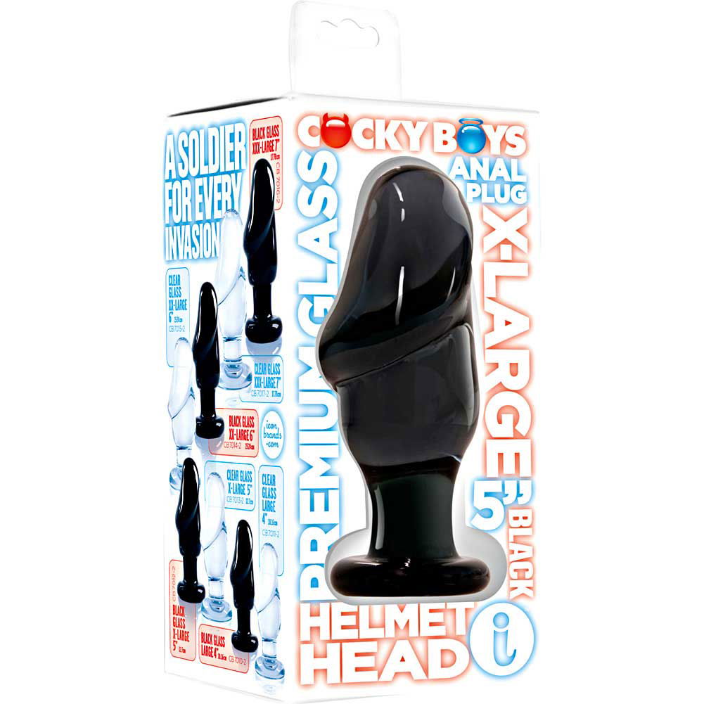 Cocky Boys Helmet Head Extra Large Glass Butt Plug 5 Inch B