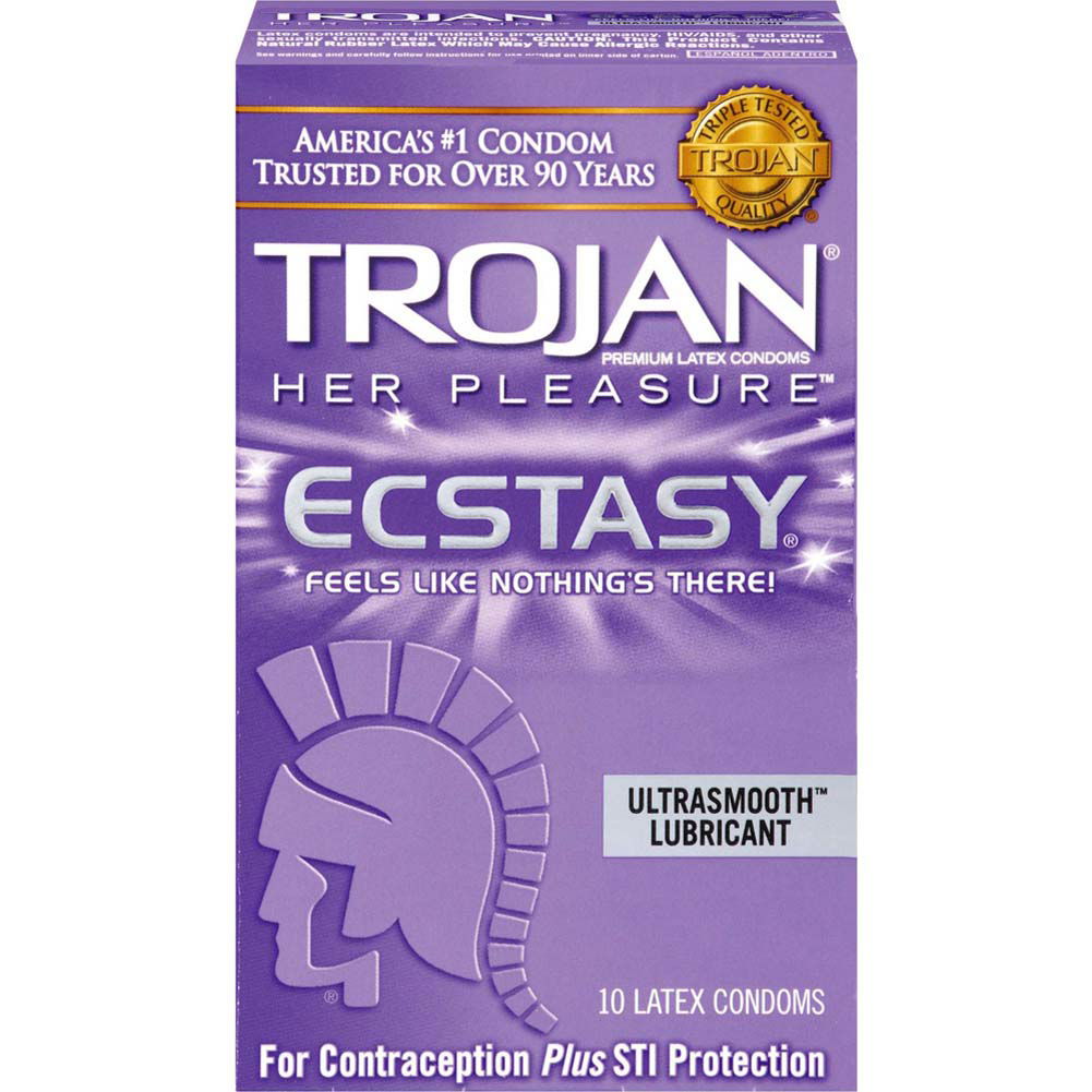 Trojan Her Pleasure Ecstasy Condoms With Ultrasmooth Lubricant 10 Pack 