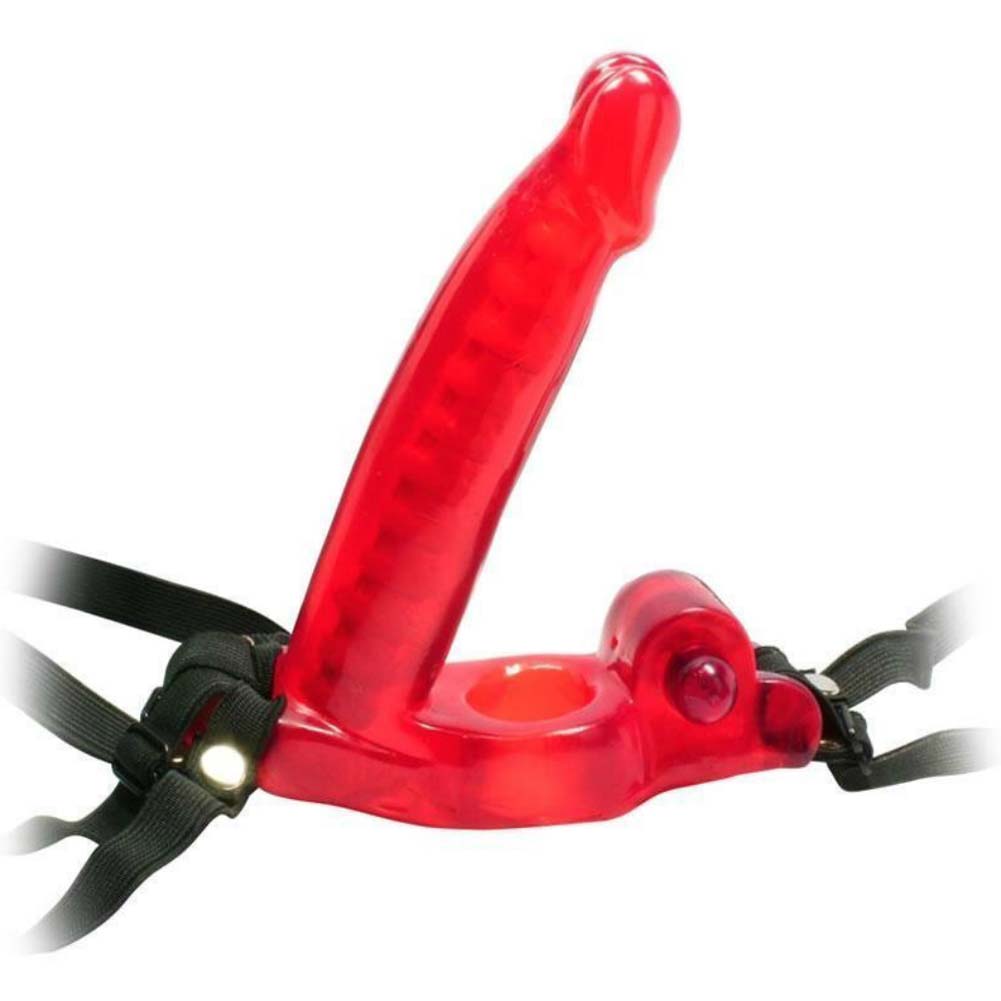 Double Penetrator Vibrating Strap-On Dildo Ring, 5.75", Red - dearlady.us Double Penetrator Vibrating Strap-On Dildo Ring, 5.75", Red - dearlady.us
