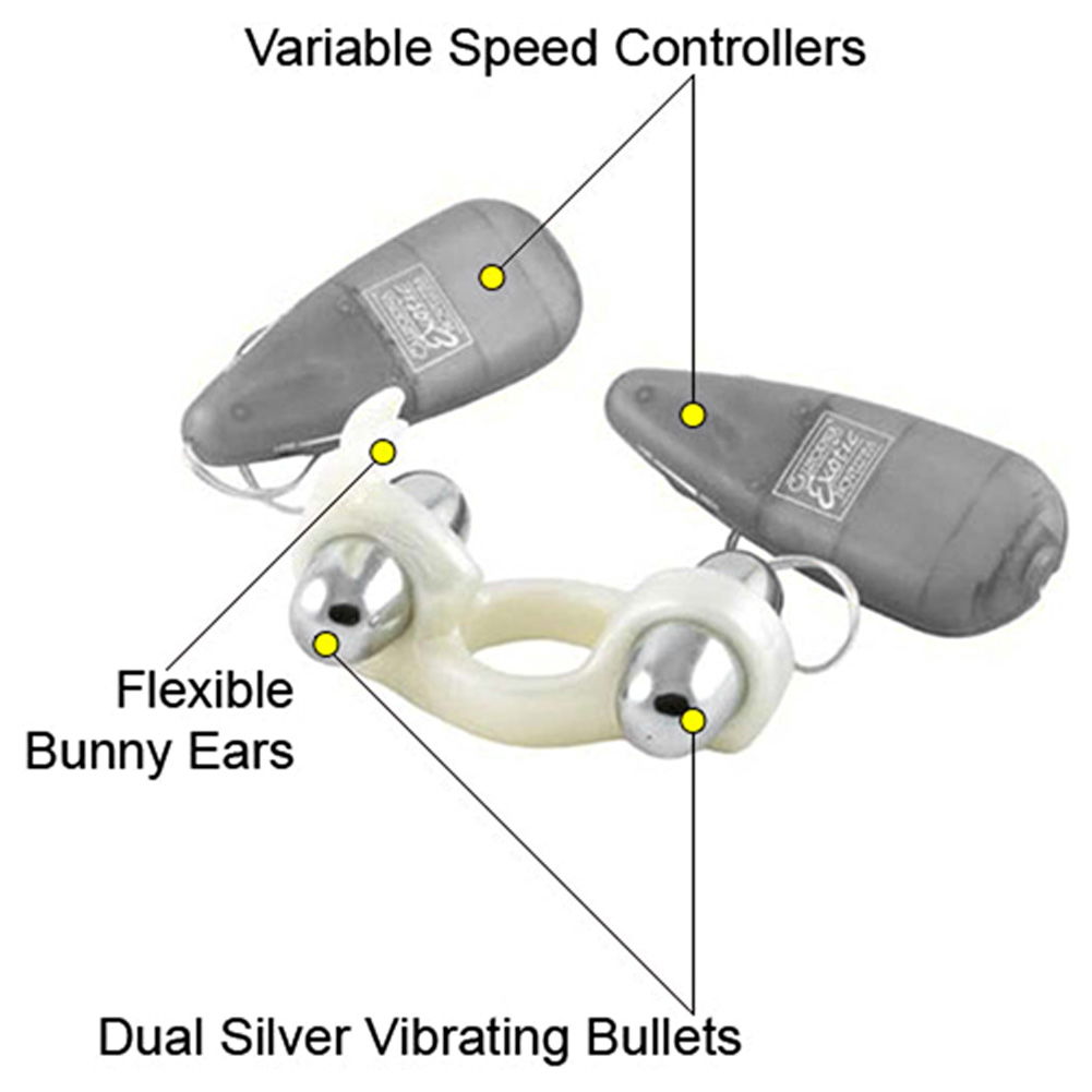 CalExotics Rockin Rabbit Dual Vibrating Ring, Clear - dearlady.us
