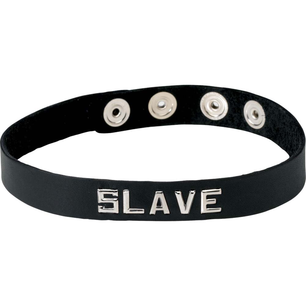 Spartacus Wordband Adjustable Leather Collar, SLAVE, Black