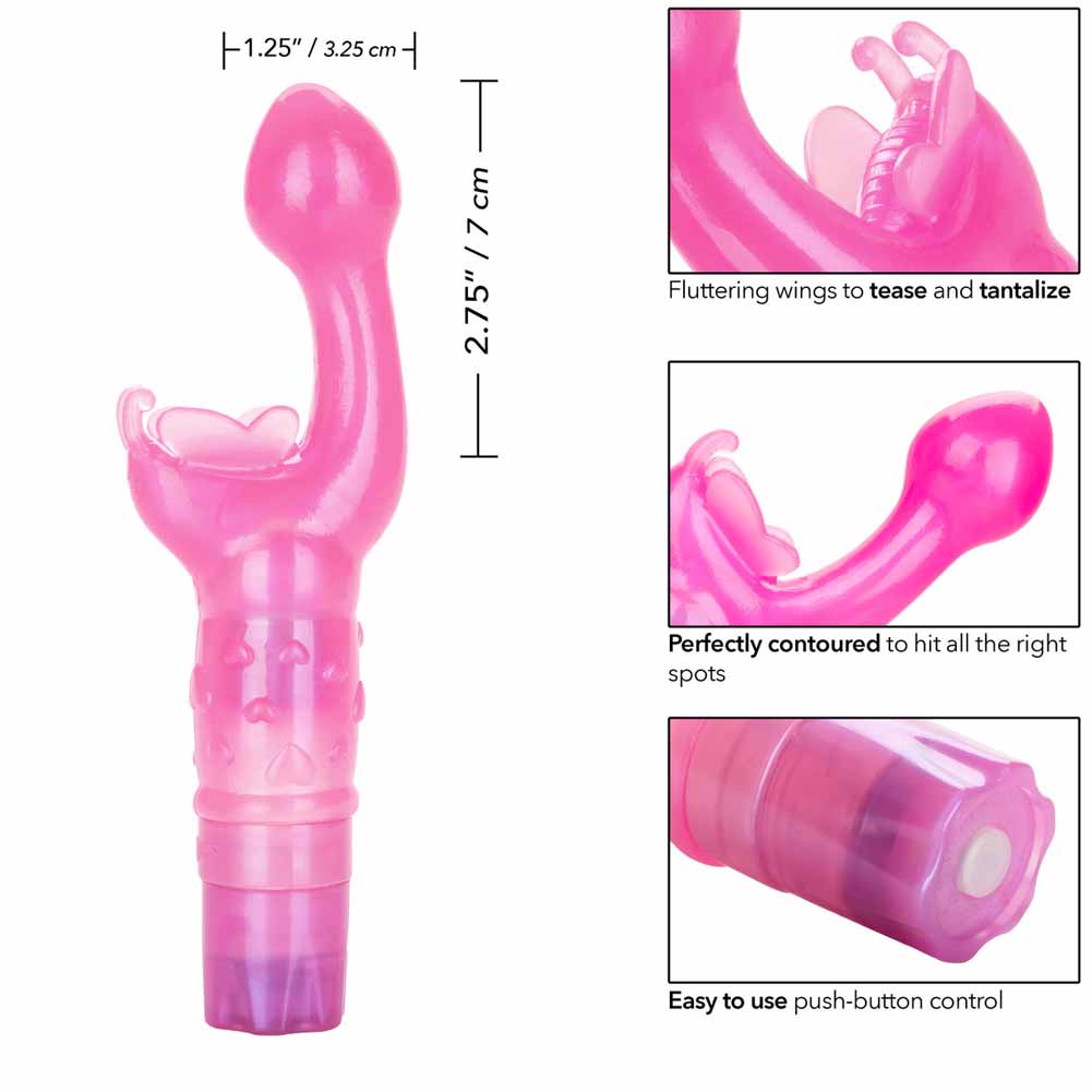 CalExotics Butterfly Kiss Waterproof G-Spot Vibrator, 7.25", Pink - dearlady.us CalExotics Butterfly Kiss Waterproof G-Spot Vibrator, 7.25", Pink - dearlady.us