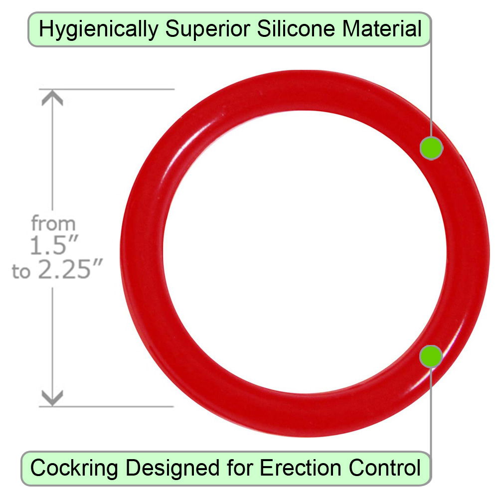 Premium Silicone Erection Control Ring Set, Red - dearlady.us