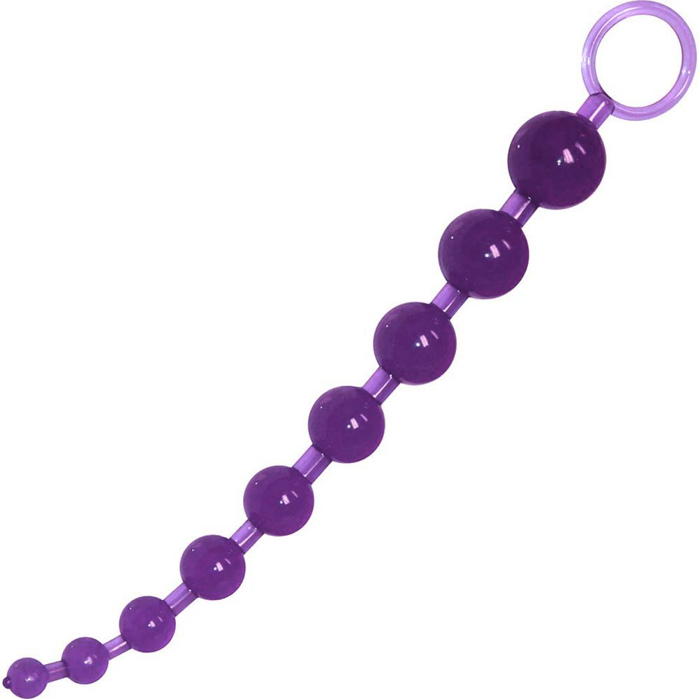 OptiSex Love Beads with Safety Pull Loop, 11", Purple