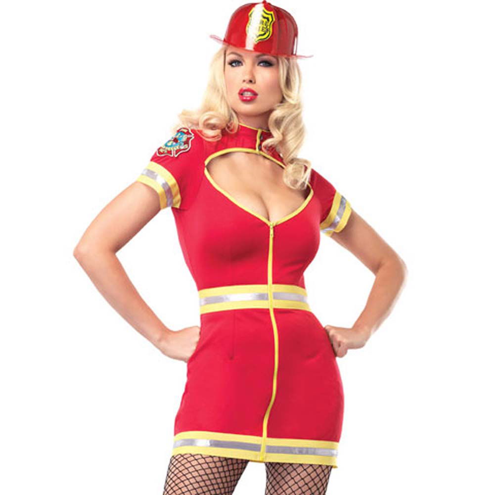 Flirty Firefighter Costume, Small/Medium, Red/Yellow - dearlady.us