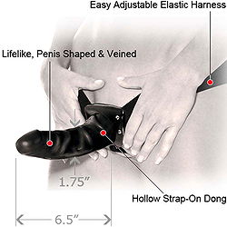 ERECTION ASSISTANT HOLLOW STRAP-ON 6 VIBRATING-BLACK - #3079-2