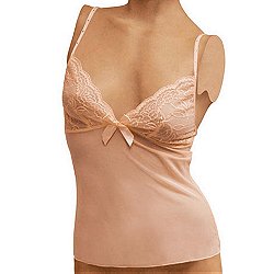 Floral Sheer Lace Camisole with Flirty Bow, Medium, Sea Green 