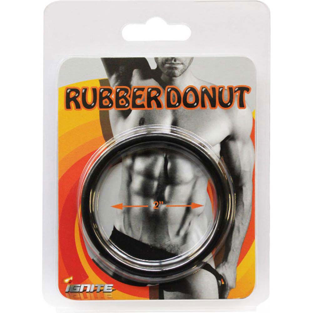 Si Novelties Rubber Donut 2 Penis Ring Black 8668