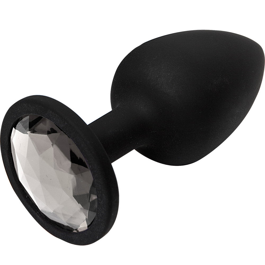 Doc Johnson Booty Bling Anal Plug, 3", Black/Silver - dearlady.us