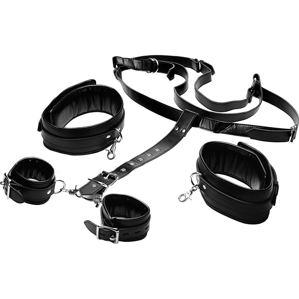 Strict Deluxe Thigh Sling With Wrist Cuffs Restraint System Black