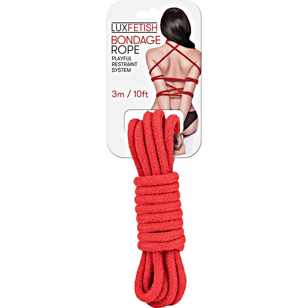 Lux Fetish Soft Bondage Rope, 10 feet (3 meters), Red - dearlady.us