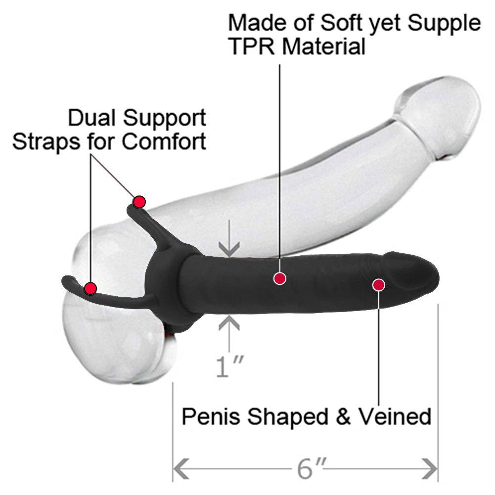 Accommodator Dual Penetrator Slim DP Stropon Dong, 6", Black - dearlady.us