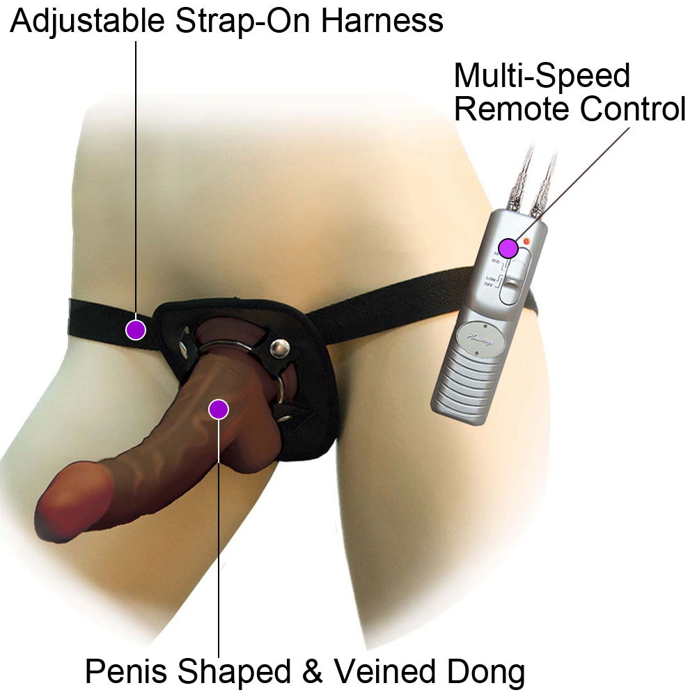 RealSkin Afro American Whoppers Vibrating Dong with Universal Harness, 8