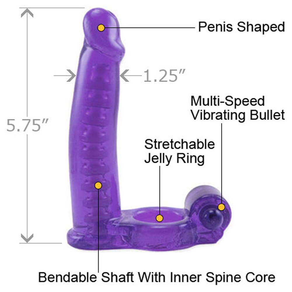 Double Penetrator Vibrating Strap-On Dildo Ring, 5.75