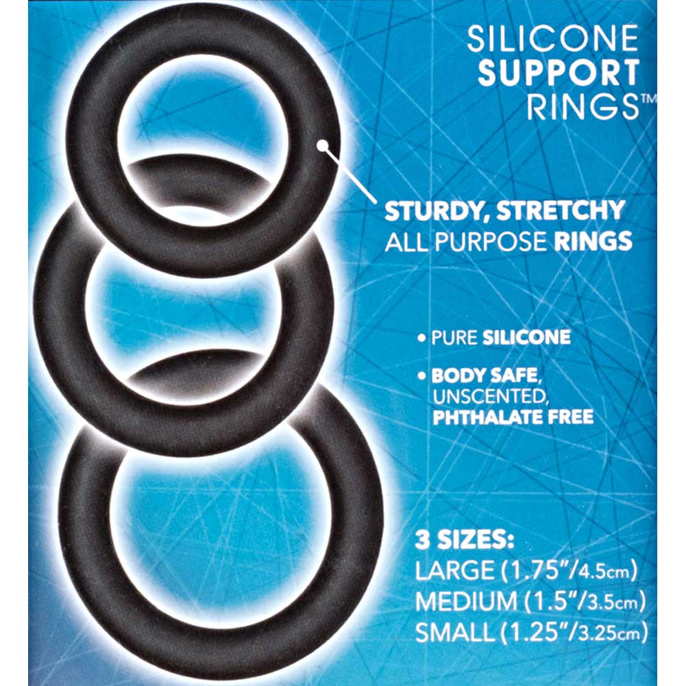Dr Joel Kaplan Silicone Support Penis Rings Set of 3, Black - dearlady.us