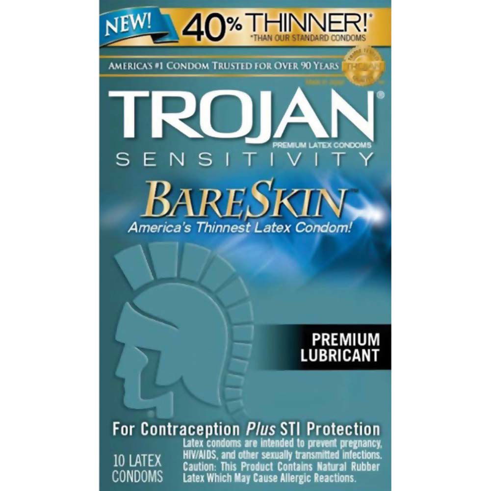 Trojan Sensitivity BareSkin Lubricated Condoms, 10 Pack - dearlady.us