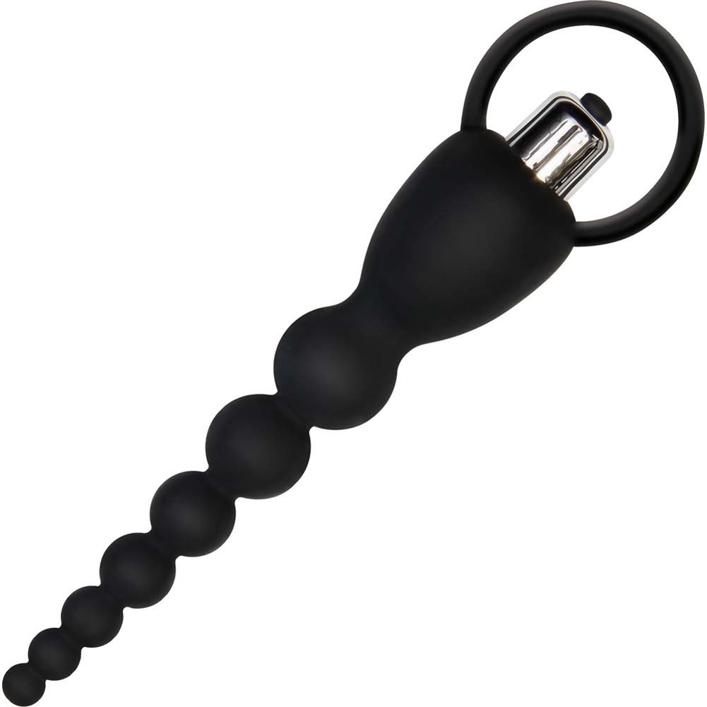 Adam and Eve Silicone Vibrating Silicone Anal Beaded Probe, 7.75", Black