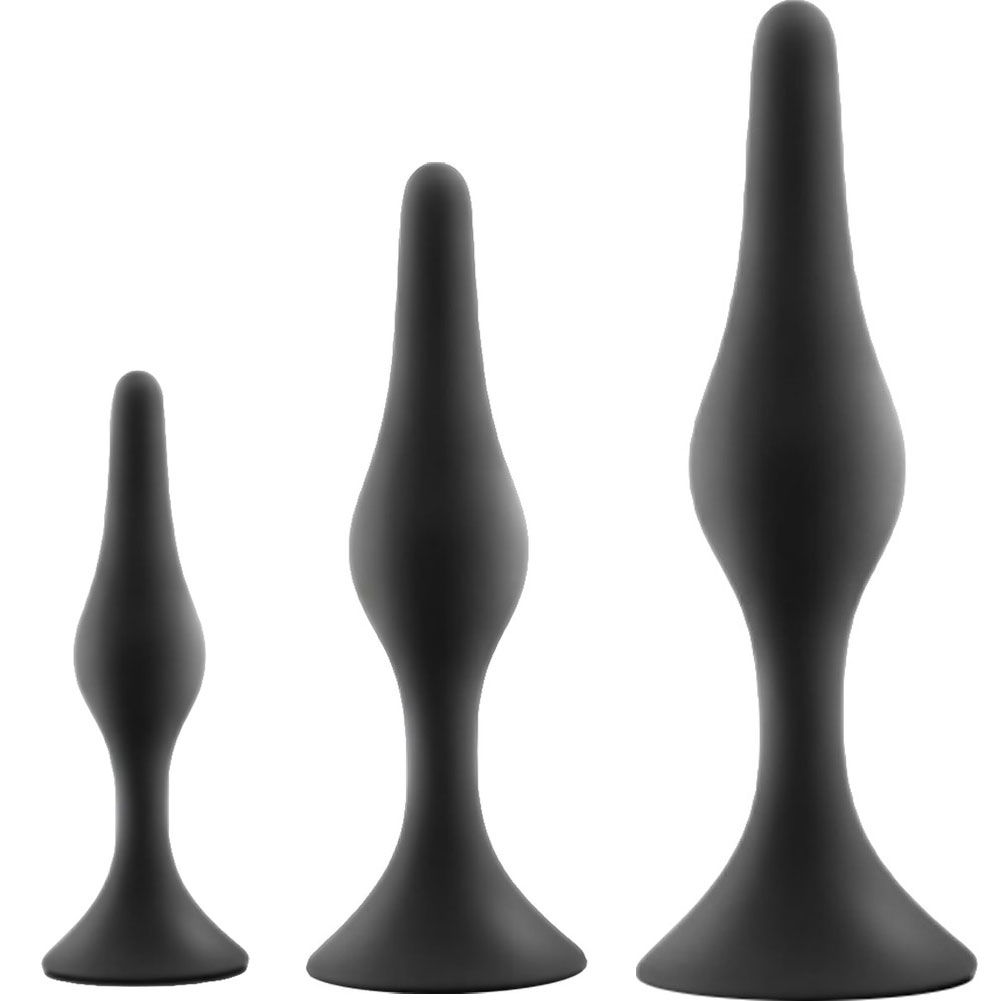 Luxe Beginner Anal Plug Kit, 3 Sizes, Black - dearlady.us