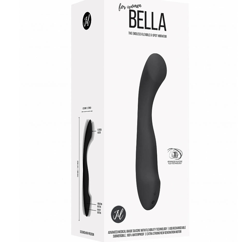 Jil Bella Silicone Rechargeable Vibrator, 8", Black - dearlady.us