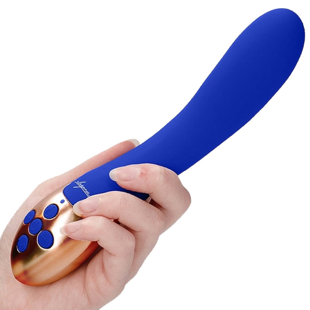 Elegance Posh Rechargeable Heating Vibrator, 8", Blue/Gold - dearlady.us Elegance Posh Rechargeable Heating Vibrator, 8", Blue/Gold - dearlady.us