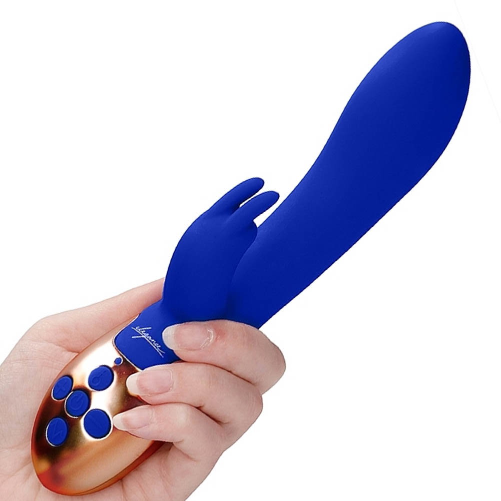 Elegance Opulent Heating Rabbit Vibrator, 8", Blue/Gold - dearlady.us Elegance Opulent Heating Rabbit Vibrator, 8", Blue/Gold - dearlady.us