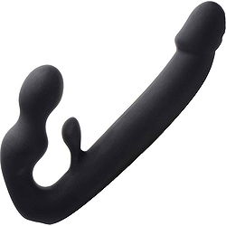 Evoke Super Charged Black Vibrating Strapless Silicone Dildo