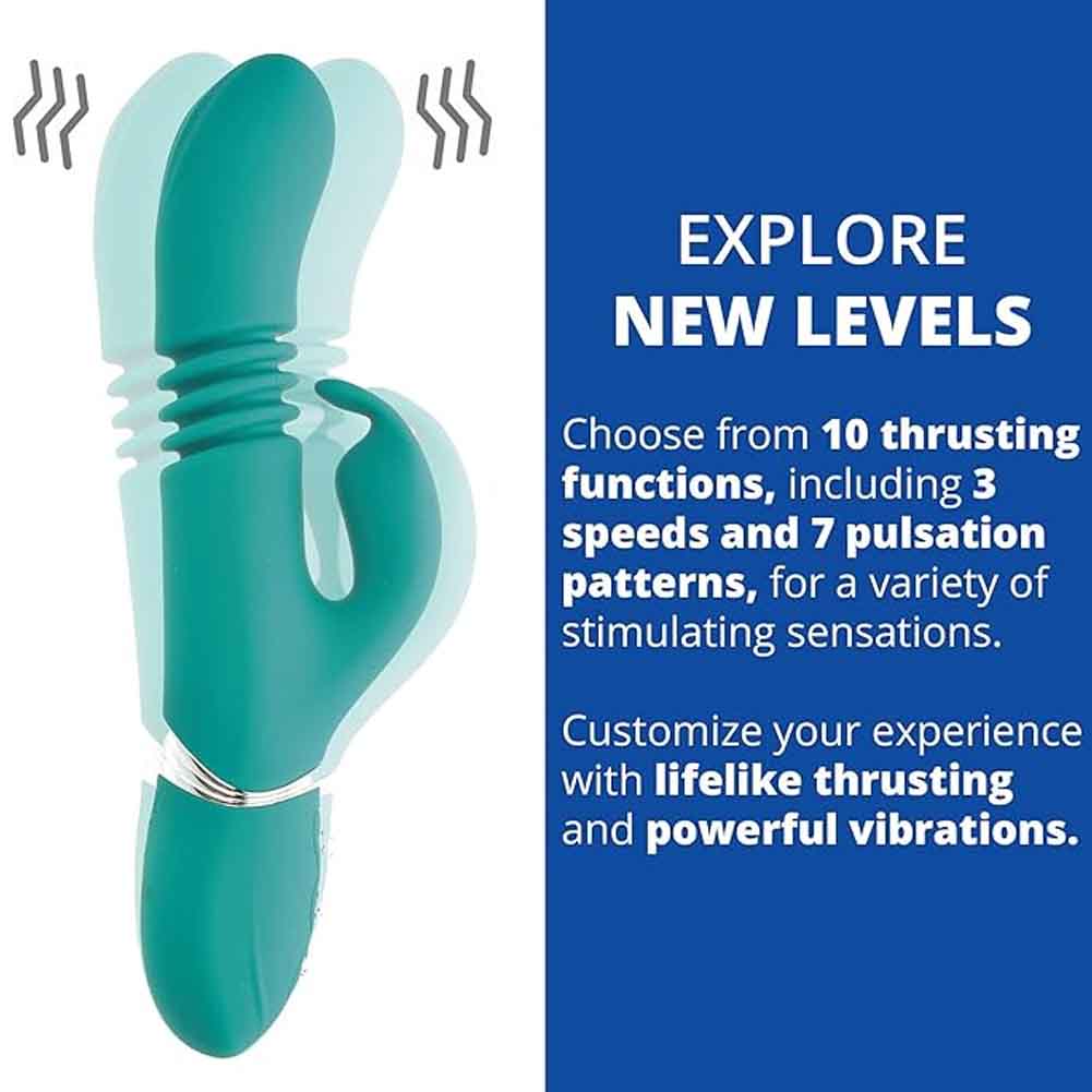 Eves Rechargeable Thrusting Rabbit Vibrator, 9", Green - dearlady.us Eves Rechargeable Thrusting Rabbit Vibrator, 9", Green - dearlady.us