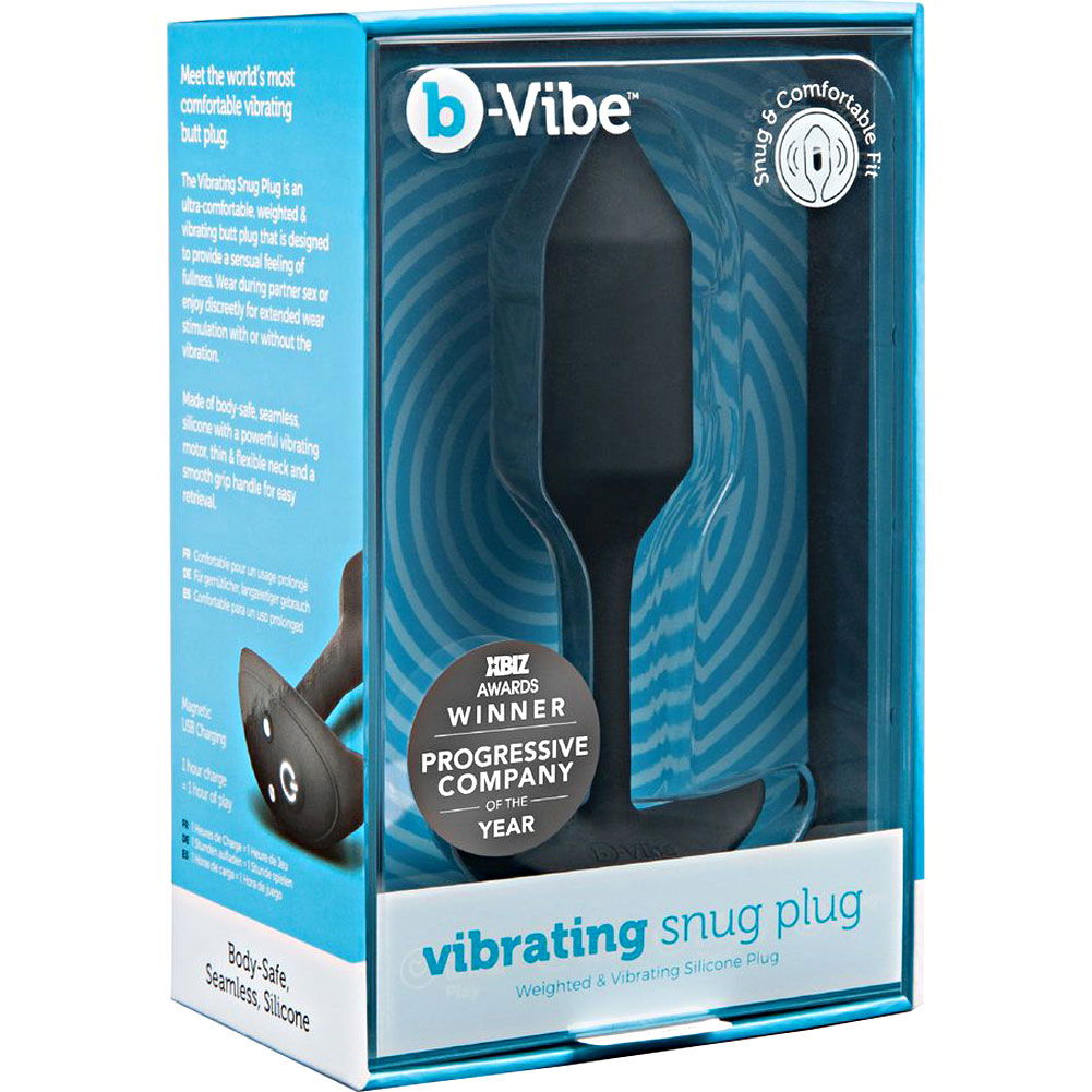 B-Vibe Weighted Vibrating Snug Plug, 4.3", Black - Dearlady.us