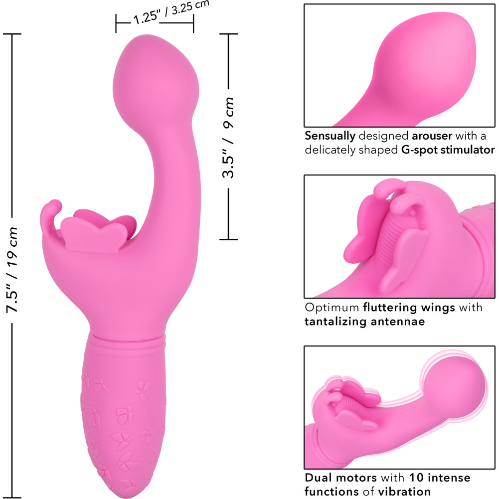 Rechargeable Butterfly Kiss Vibrator with Fluttering Wings, 7.5", Pink - dearlady.us Rechargeable Butterfly Kiss Vibrator with Fluttering Wings, 7.5", Pink - dearlady.us