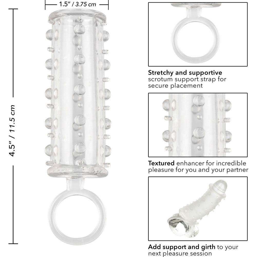 Sensation Enhancer Open-End Beaded Penis Sleeve, 4.5