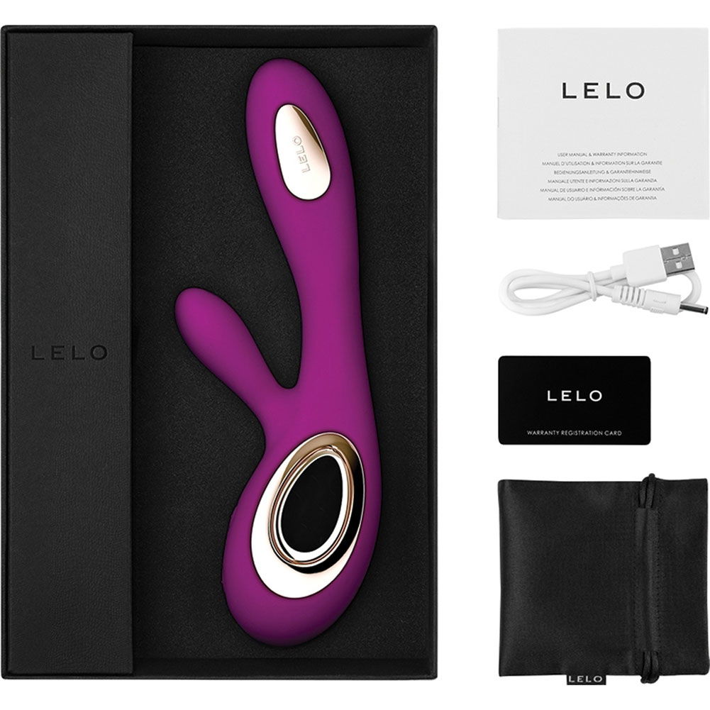 Lelo Soraya Wave Silicone Rabbit Vibrator 85 Deep Rose 6892