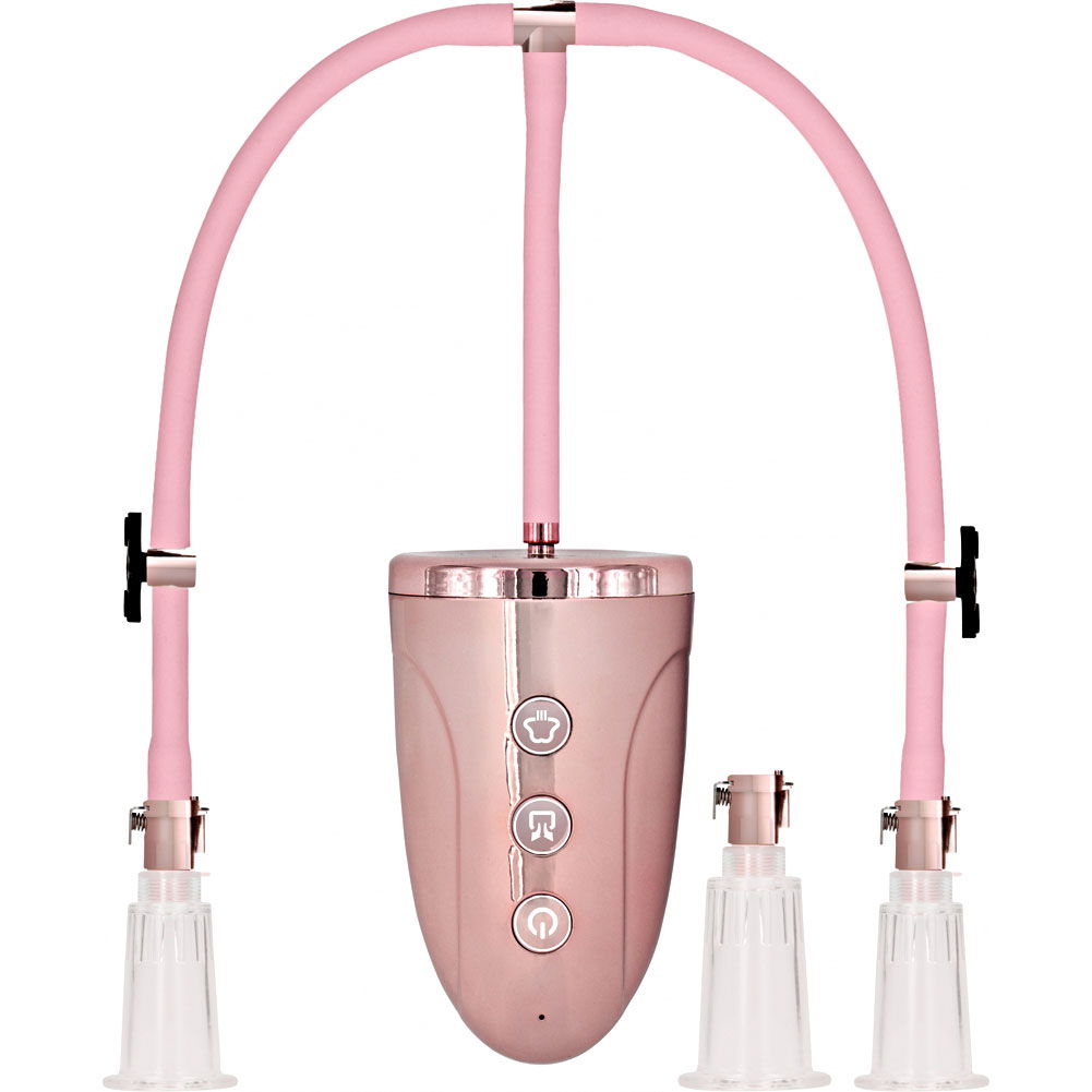 Pumped Automatic Rechargeable Clitoral And Nipple Pump Set Large Pink