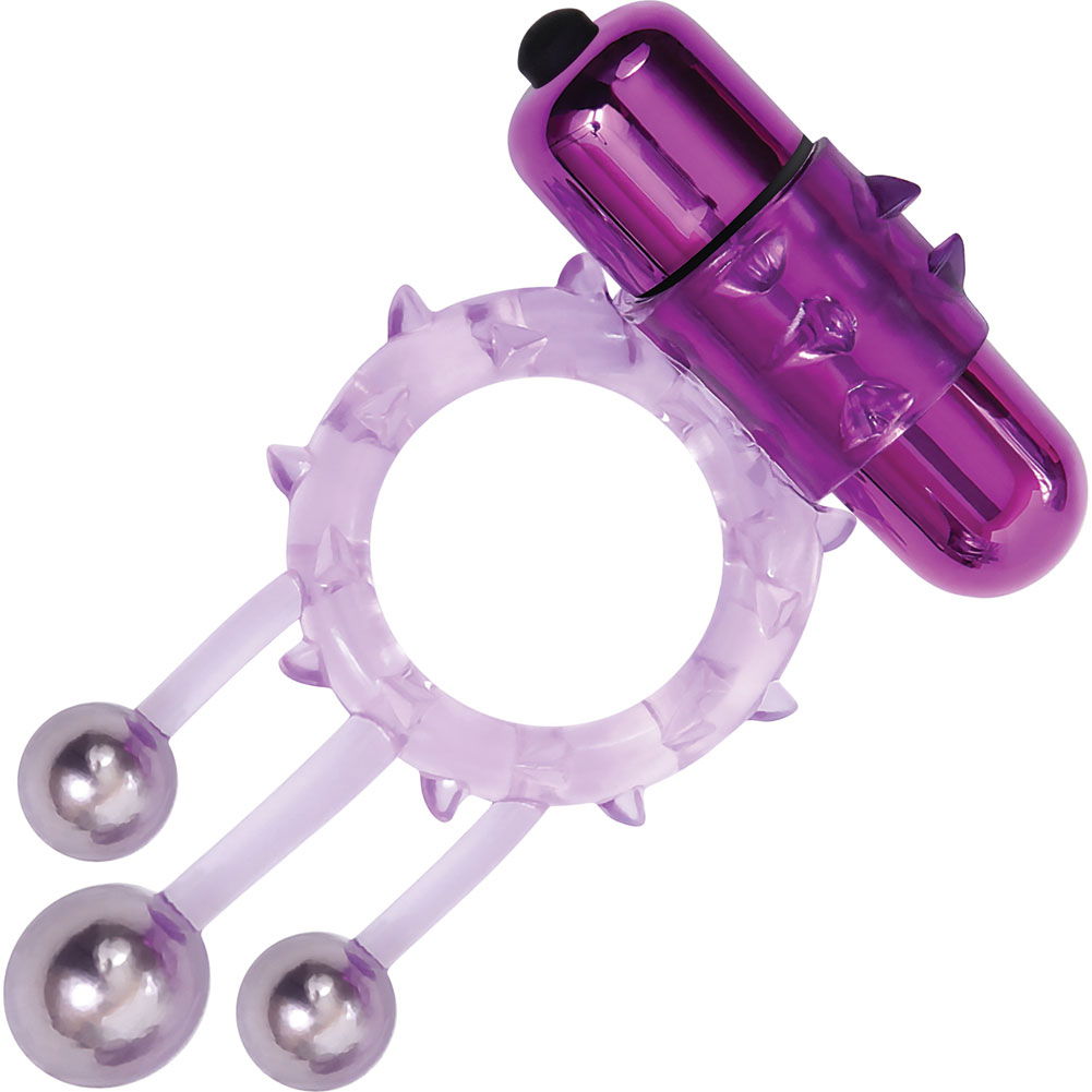 Adam and Eve Triple Ball Bangin Vibrating Ring, Purple