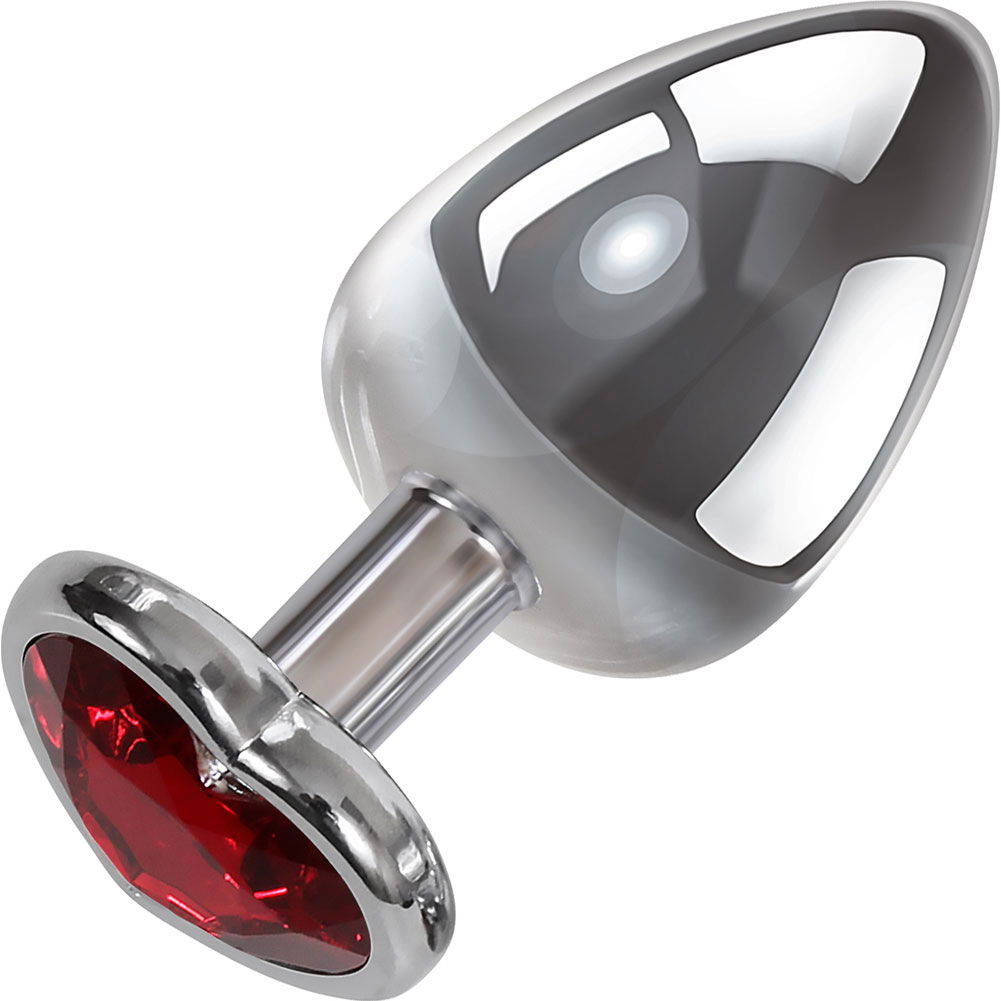 Adam and Eve Red Heart Gem Anal Plug, 3.75