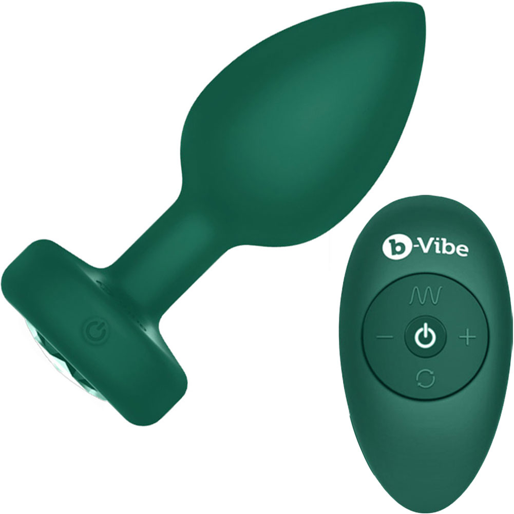 b-Vibe Vibrating Jewel Butt Plug with Remote Control, 4.13", Emerald Green - dearlady.us b-Vibe Vibrating Jewel Butt Plug with Remote Control, 4.13", Emerald Green - dearlady.us