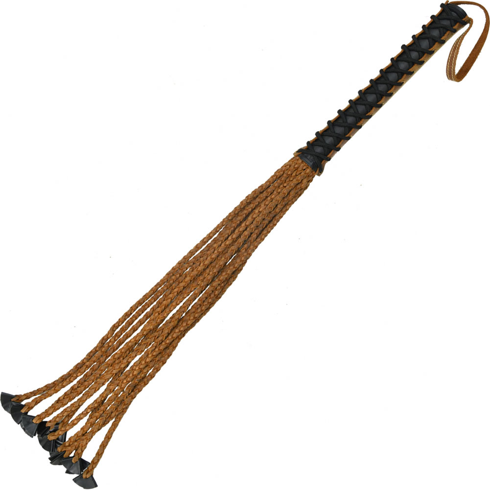 OUCH! Italian Leather 7 Braided Tails & 6 Handle 61 cm Whip 61cm Brown main image 0