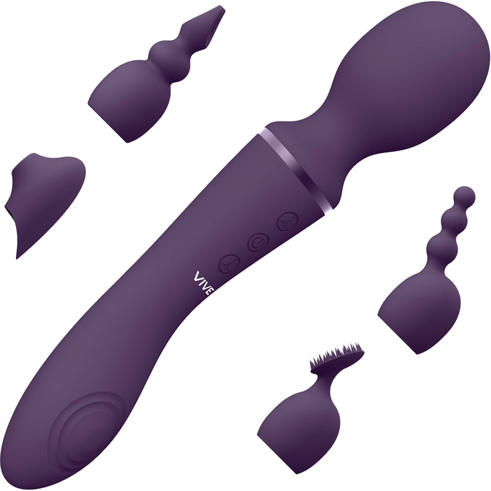 Vive NAMI Pulse Wave and Vibrating Wand with 4 Attachments, 8.6", Purple - dearlady.us Vive NAMI Pulse Wave and Vibrating Wand with 4 Attachments, 8.6", Purple - dearlady.us