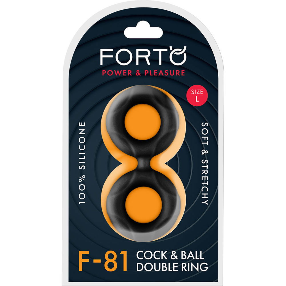 Forto F 81 Double Ring Liquid Silicone Large Black 5068