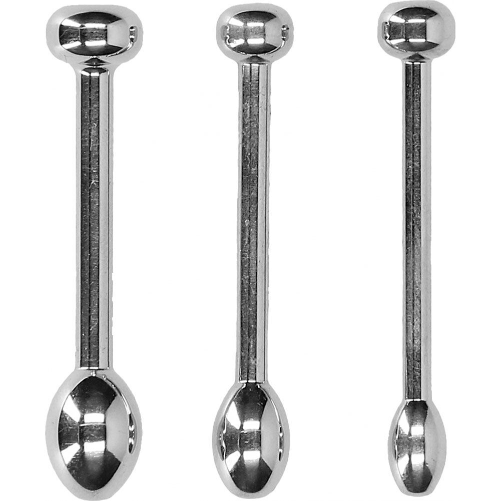 Ouch Urethral Sounding Metal Plug Set, Silver - dearlady.us