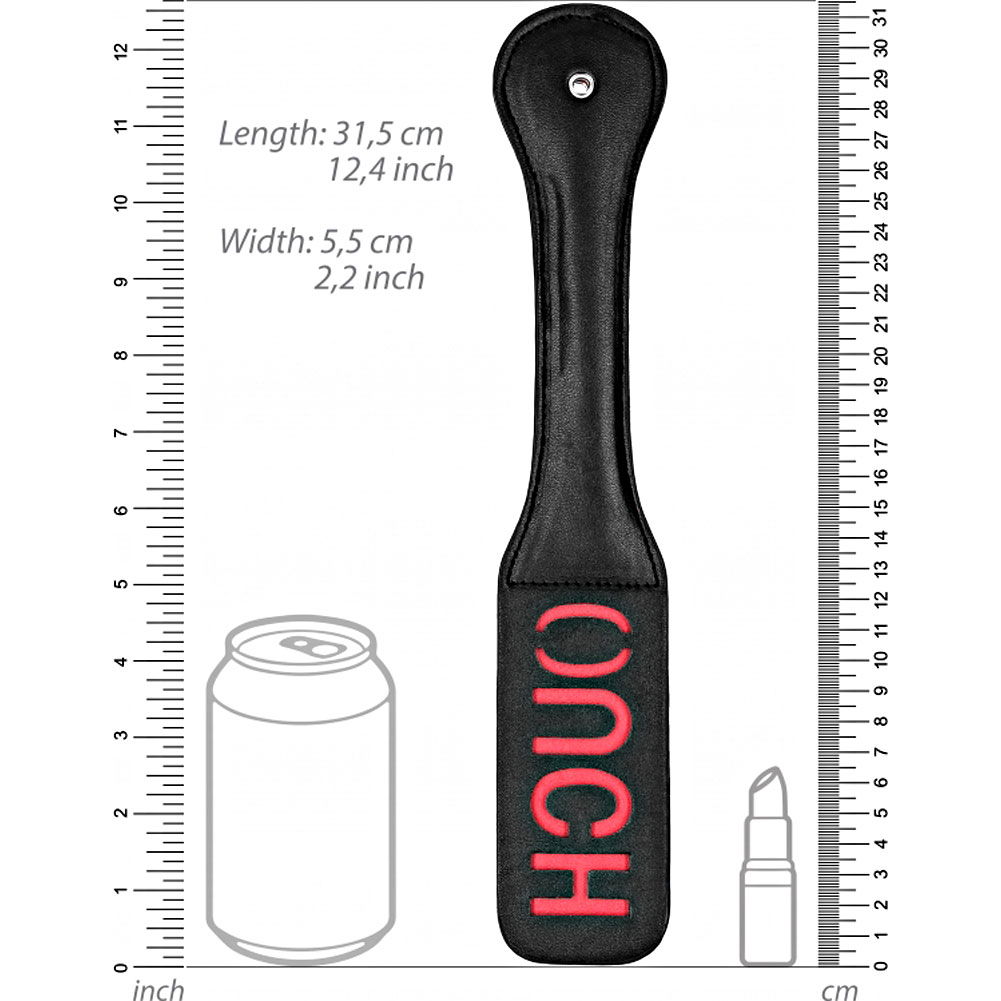 Ouch Black & White Bonded Leather Paddle Ouch, Black 