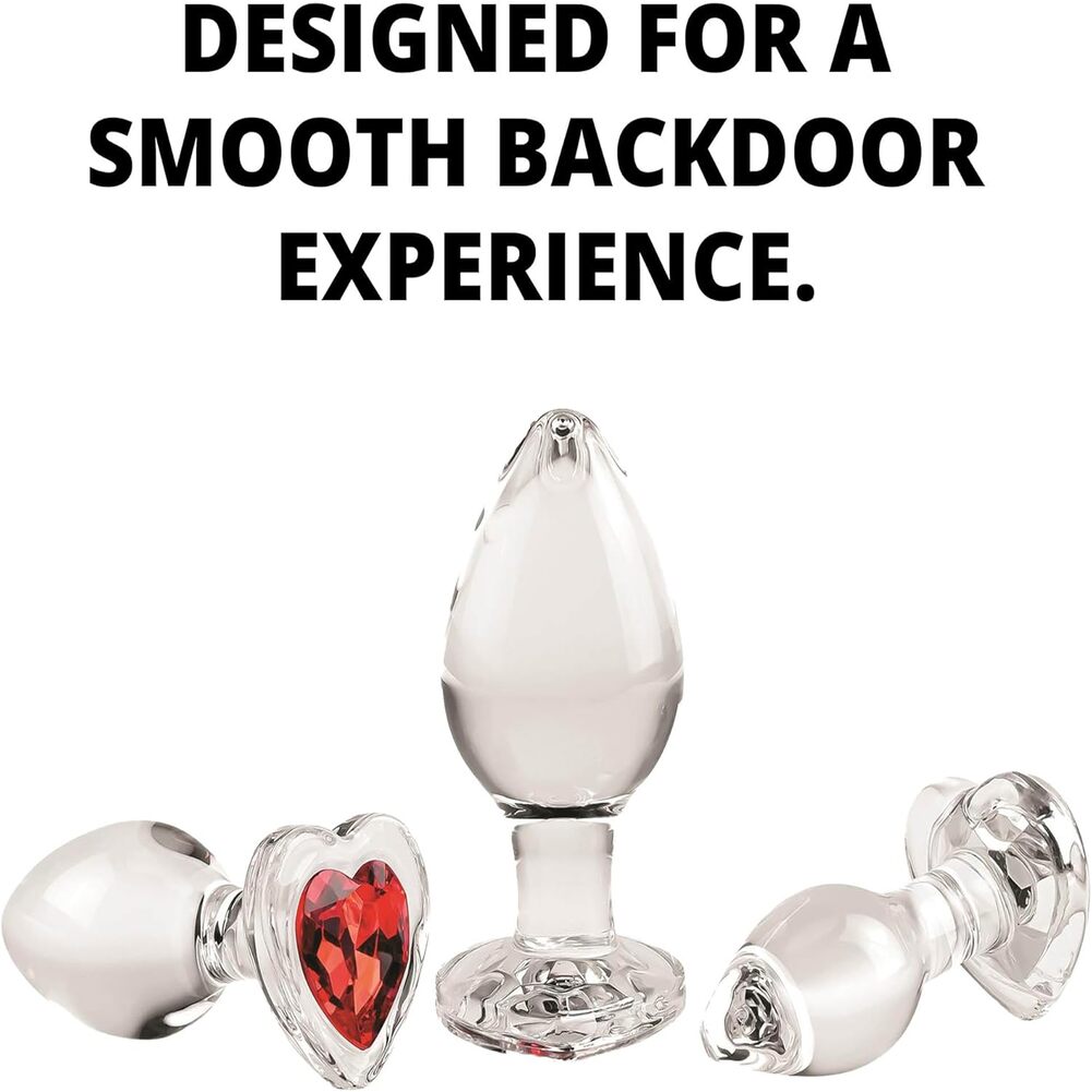gay anal plug porn The Adam & Eve Red Heart Glass Plug Anal Training Set Review main image 0