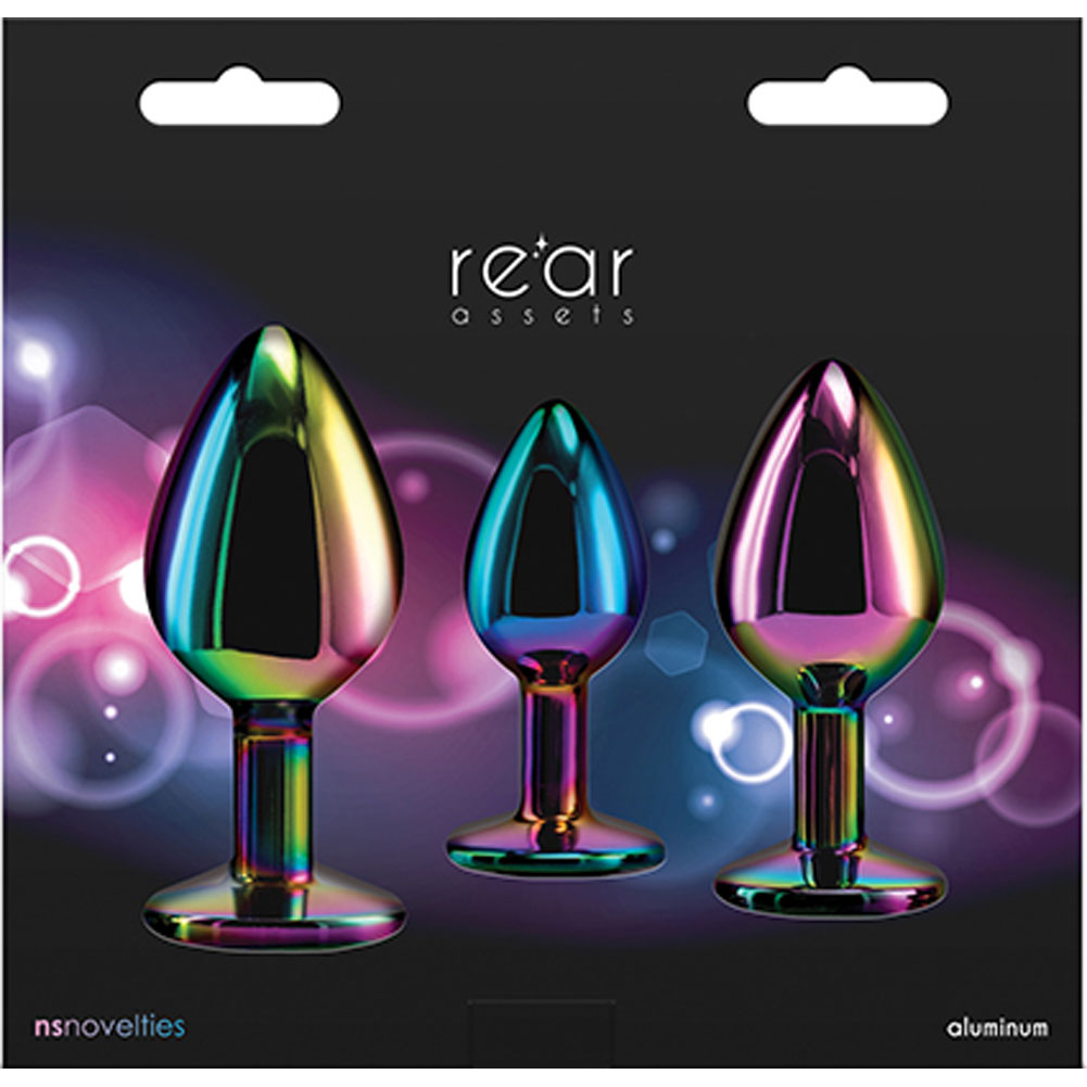 Rear Assets 3-Piece Metal Plug Trainer Kit, Black Pearl/Rainbow Heart ...