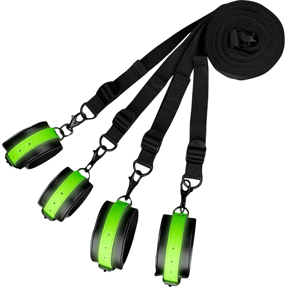 Ouch Glow in the Dark Bed Bindings Restraint Kit, Neon Green - dearlady.us