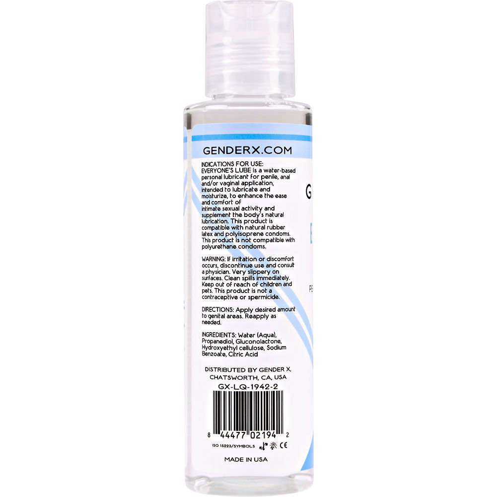 Gender X Everyones Lube WaterBased Lubricant, 4 fl.oz (120 mL