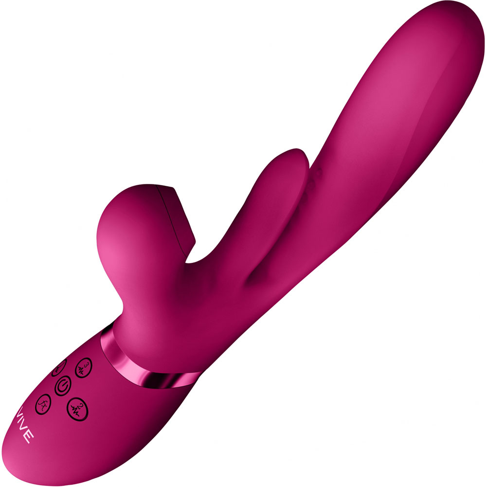 Vive KURA Thrusting G-Spot, Flapper, Pulse Wave Clit Vibrator, 9.8", Pink -  dearlady.us