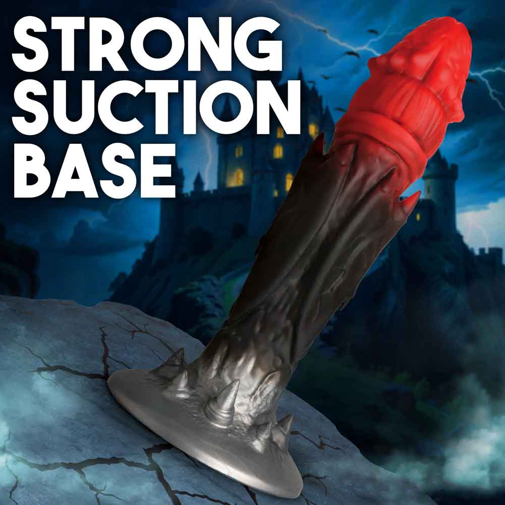 CreatureCocks Dracula Silicone Dildo, 9", Black/Red - dearlady.us