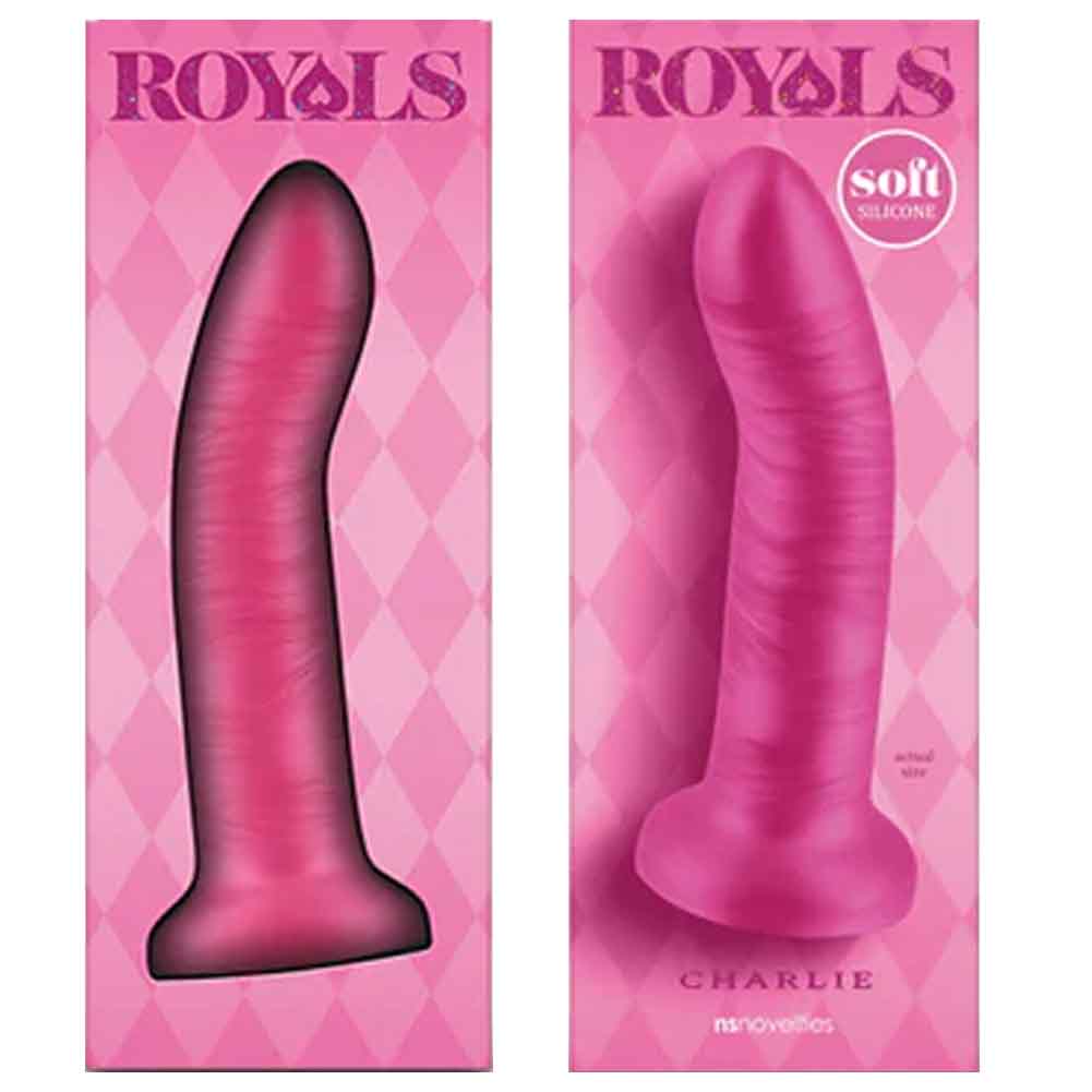 Royals Charlie Curved Metallic Silicone Dildo, 5.5", Pink - dearlady.us